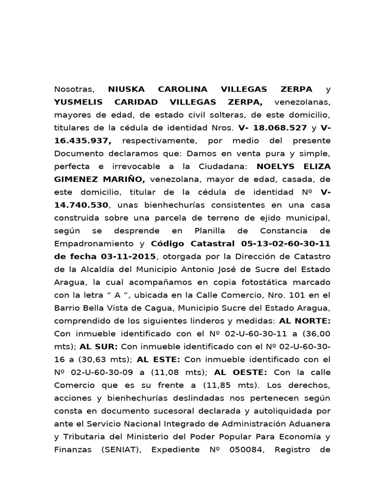 Compra Venta De Una Vivienda Pdf Documento De Identidad