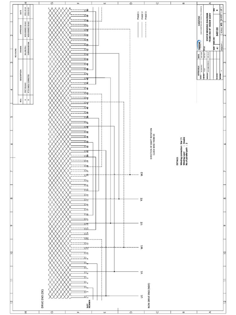 2-545135 Stator Winding Diagram Rev-B | PDF
