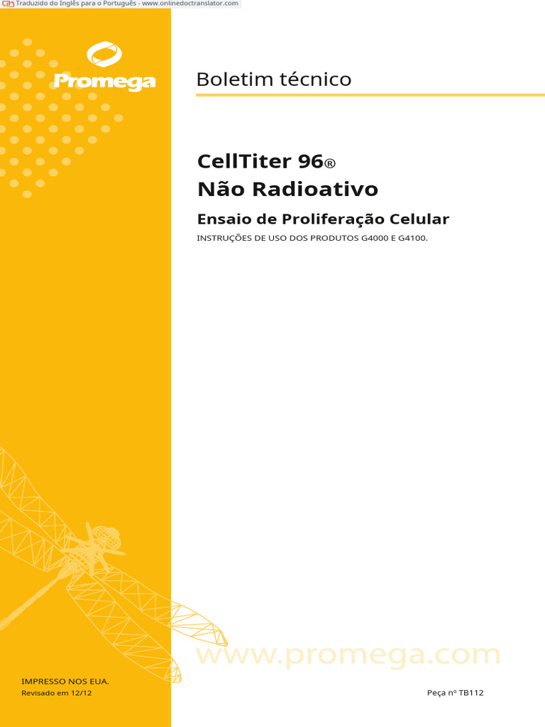 CellTiter 96: Ensaio de Proliferação Celular | PDF | Absorbância | Química