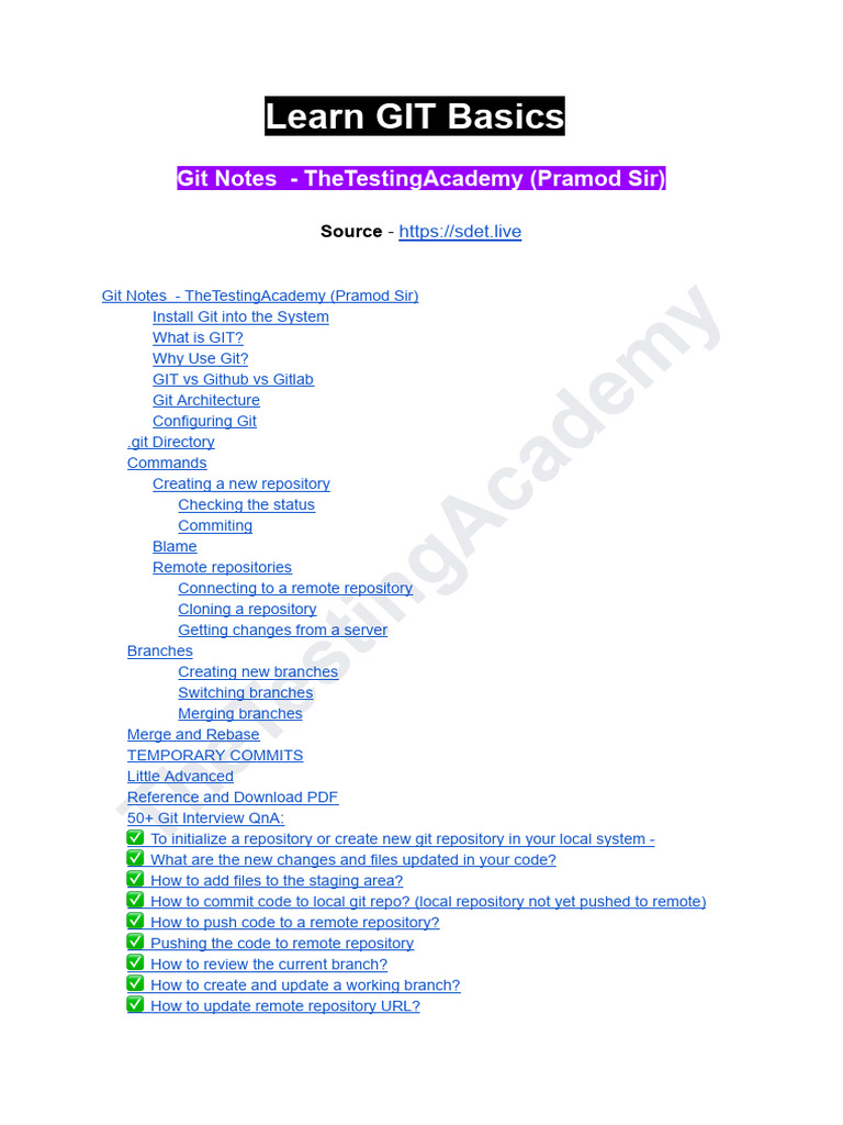 Git Basics and Commands Guide | PDF | Version Control | Computing
