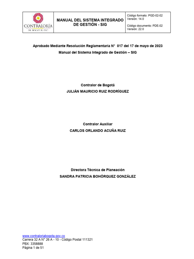 Manual del Sistema de Gestión SIG 14.0 | PDF | Sistema de información ...