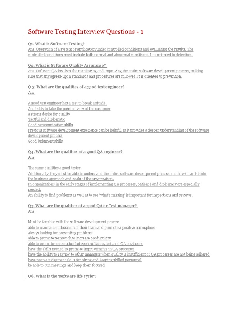 Manual I Q&A | PDF | Software Testing | Quality Assurance