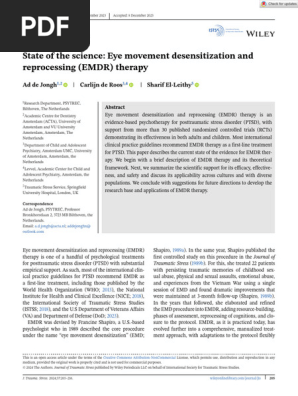 Journal of Traumatic Stress - 2024 - Jongh - State of the science  Eye movement desensitization and reprocessing  EMDR 