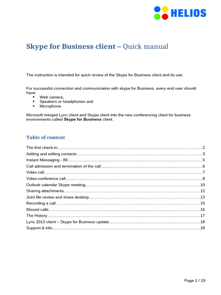 Skype for Business Quick User Guide | PDF | Microsoft Outlook | System ...