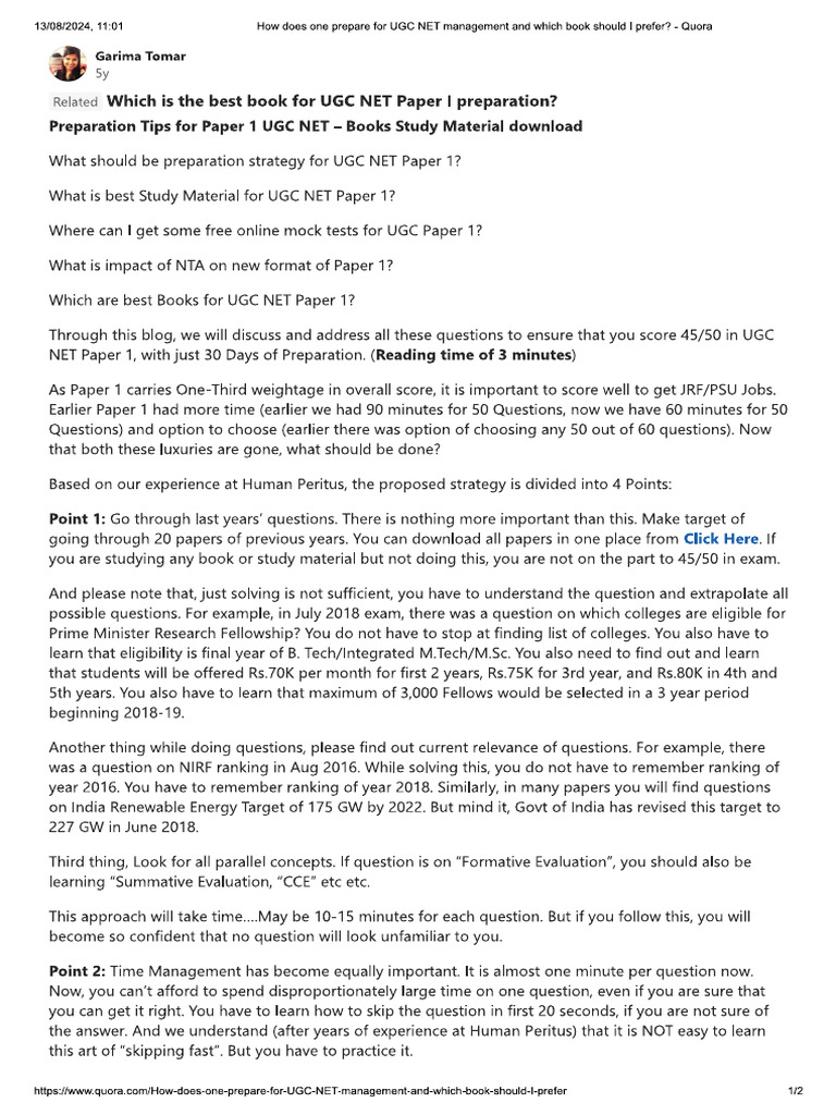 UGC NET Preparation Tips | PDF