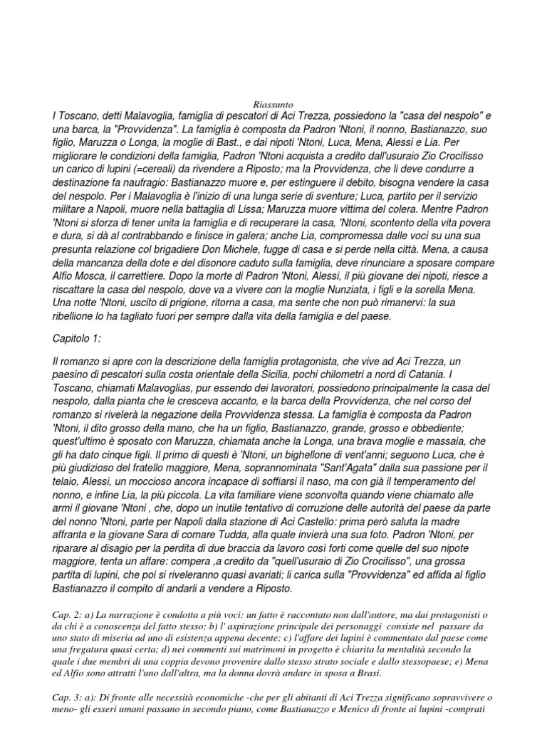 Analisi Del Testo I Malavoglia Capitolo 1 Pdf