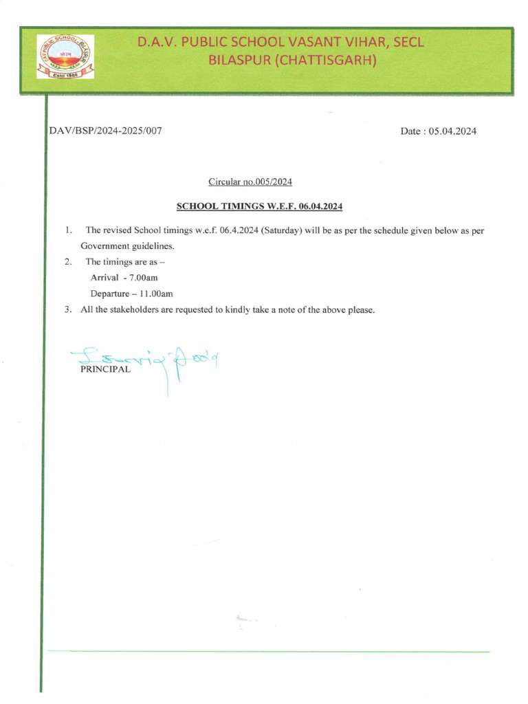 School Timing504483Notice1SS | PDF