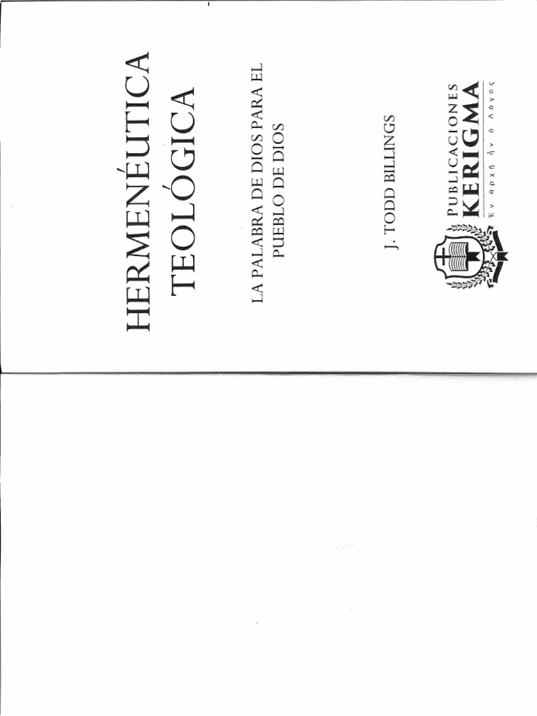 J. Todd Billings Hermeneutica Teologica PDF
