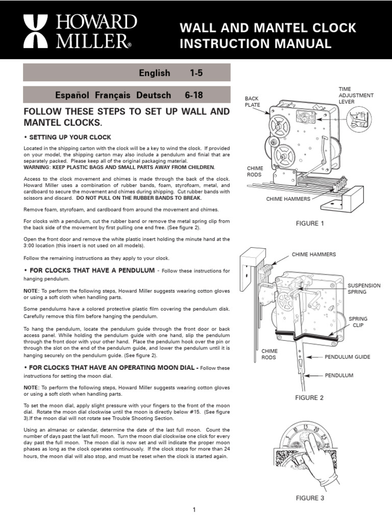 Howard Miller Clock Setup Guide | PDF | Clock | Pendulum