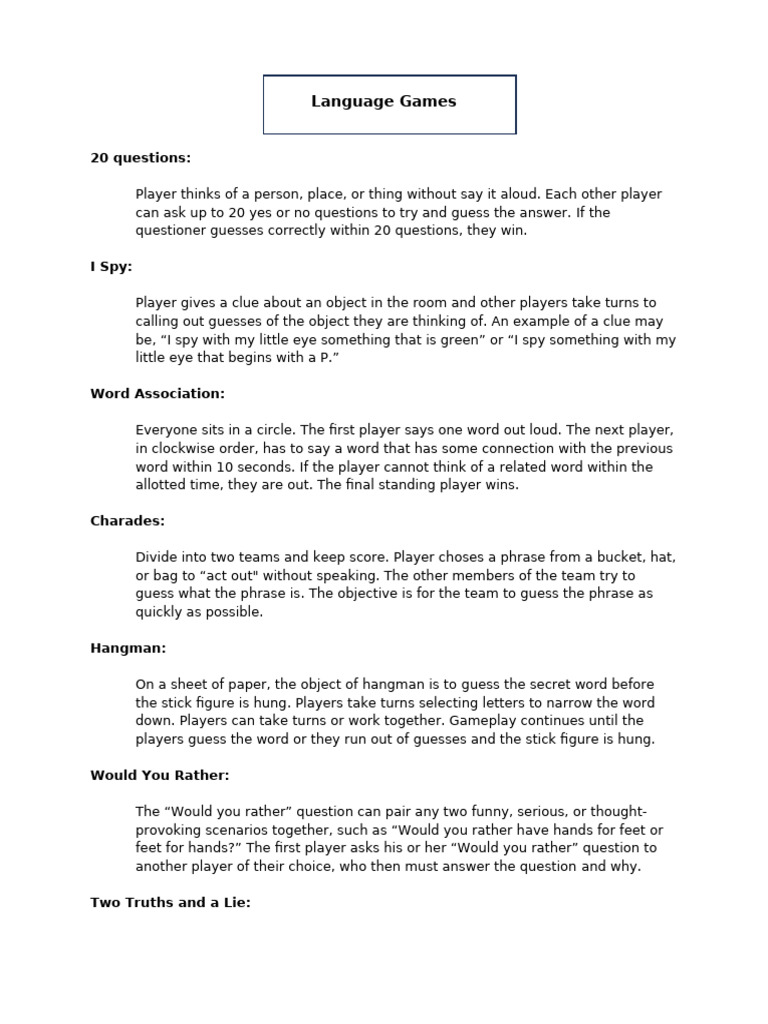 Free Online Language Games