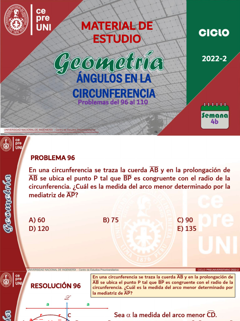Semana 4,2 RESOLUCION PROBLEMAS 96 AL 110 | PDF | Triángulo | Tangente