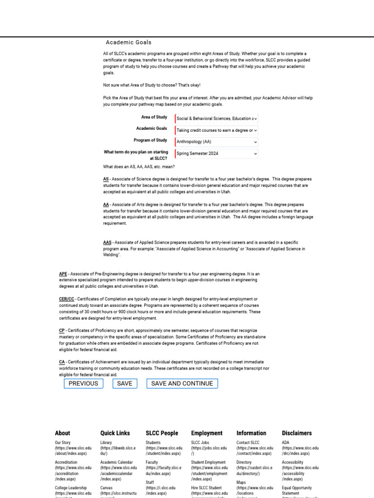 SLCC Associate Degree Overview | PDF | Associate Degree | Bachelor's Degree