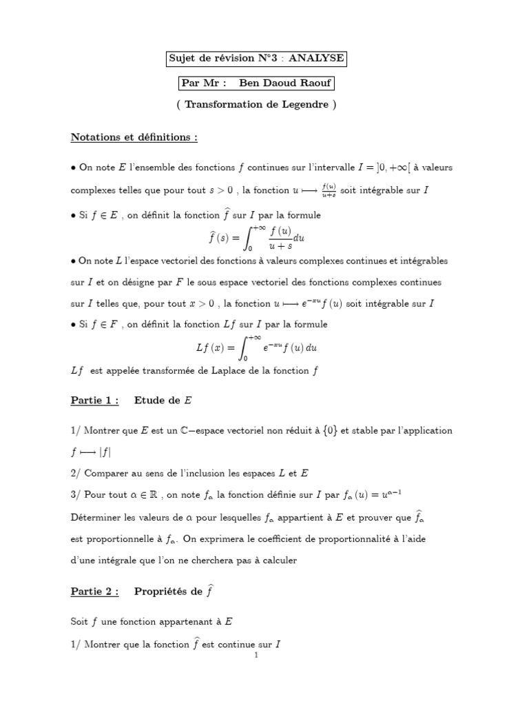 Transformation de Legendre en Analyse | PDF | Fonction (Mathématiques ...