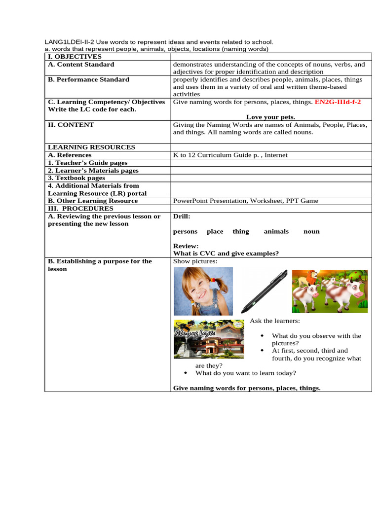 WHAT IS NAMING WORDS FOR CLASS 2 intelligence overview