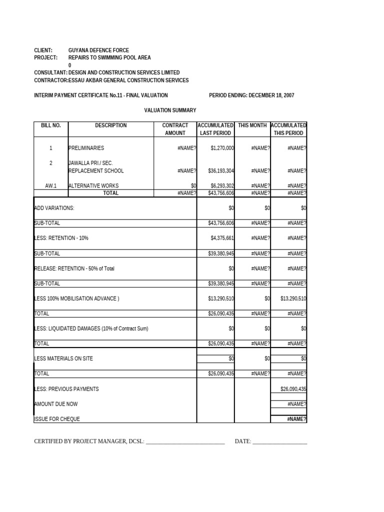 Guyana Defence Force Pool Repairs Valuation | PDF | Concrete | Pipe ...
