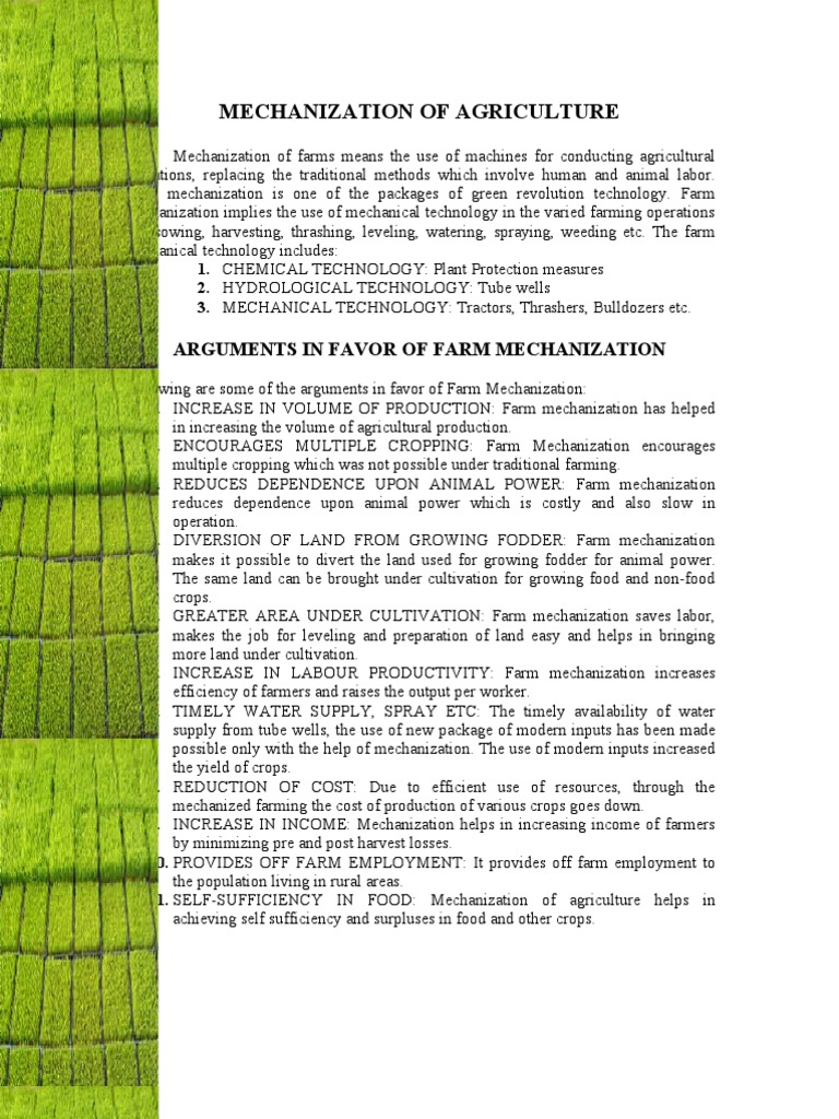 19702382 Mechanization of Agriculture Advantages and Disadvantages