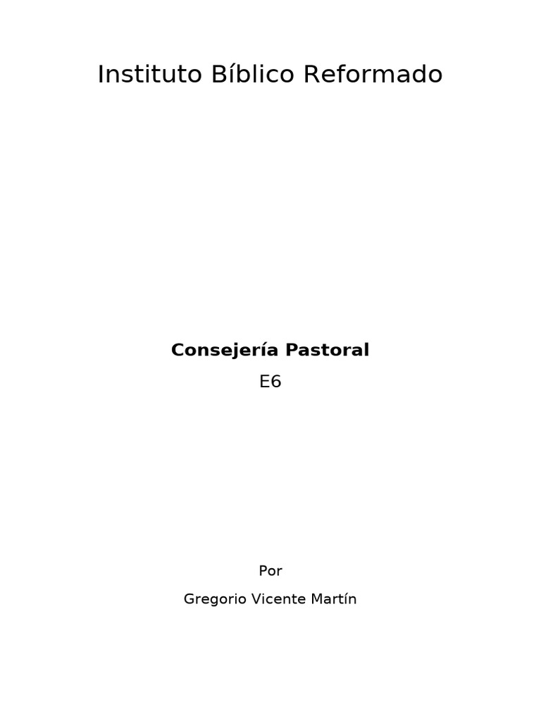 Consejería Pastoral: Guía Bíblica y Práctica | PDF | Biblia | Iglesia ...