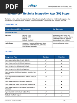 Salesforce - NetSuite Integration App (IO) Scope