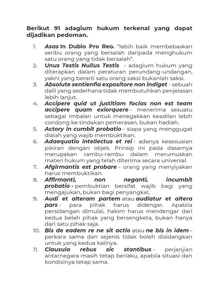 Berikut 91 Adagium Hukum Terkenal Yang Dapat Dijadikan Pedoman Pdf