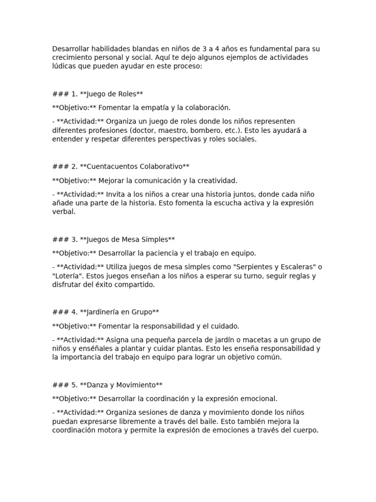 Actividades para Habilidades Blandas en Niños | PDF | Las emociones ...