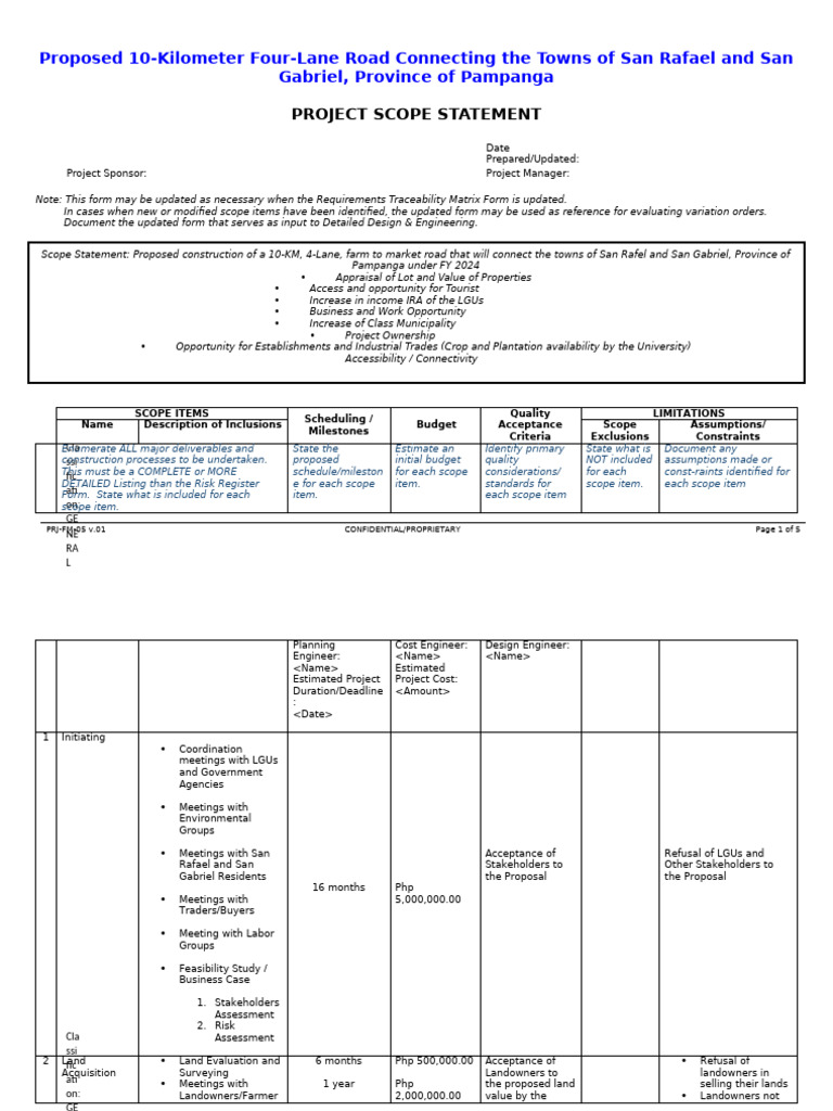 Pampanga 10-KM Road Project Scope | PDF | Procurement