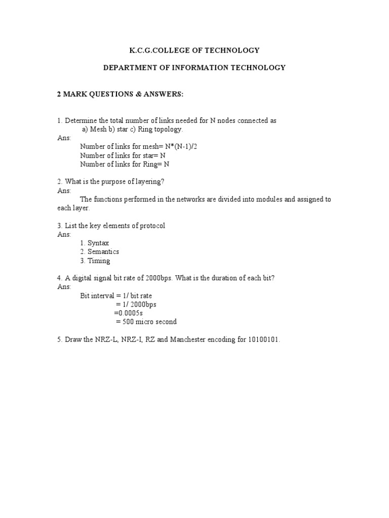 IT Networking Concepts: Key Q&A Guide | PDF | Science & Mathematics ...