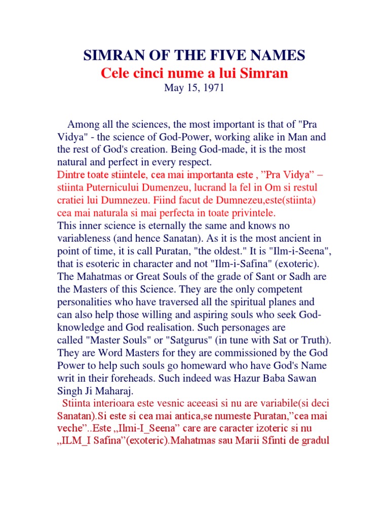 Simran of The Five Names PDF Spirituality Religious Belief And