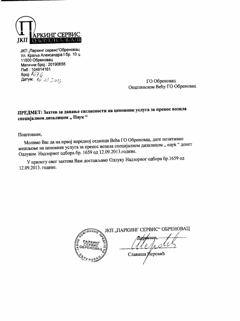 Cenovnici Jkp Parking Servis Pdf