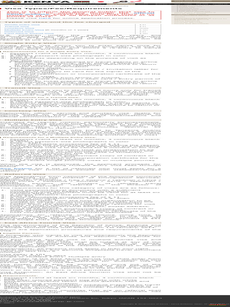 Visa typesfeerequirements kenya embassy of the republic of kenya in