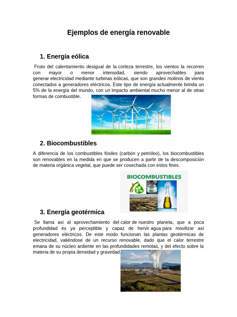 Fuentes de Energía Renovable y No Renovable | PDF | Energía renovable ...