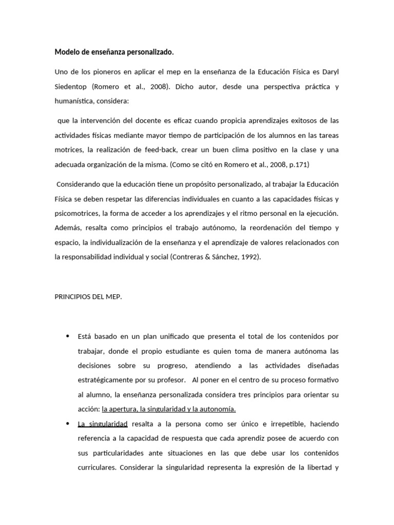 Modelo de Enseñanza Personalizado | PDF | Enseñando | Maestros