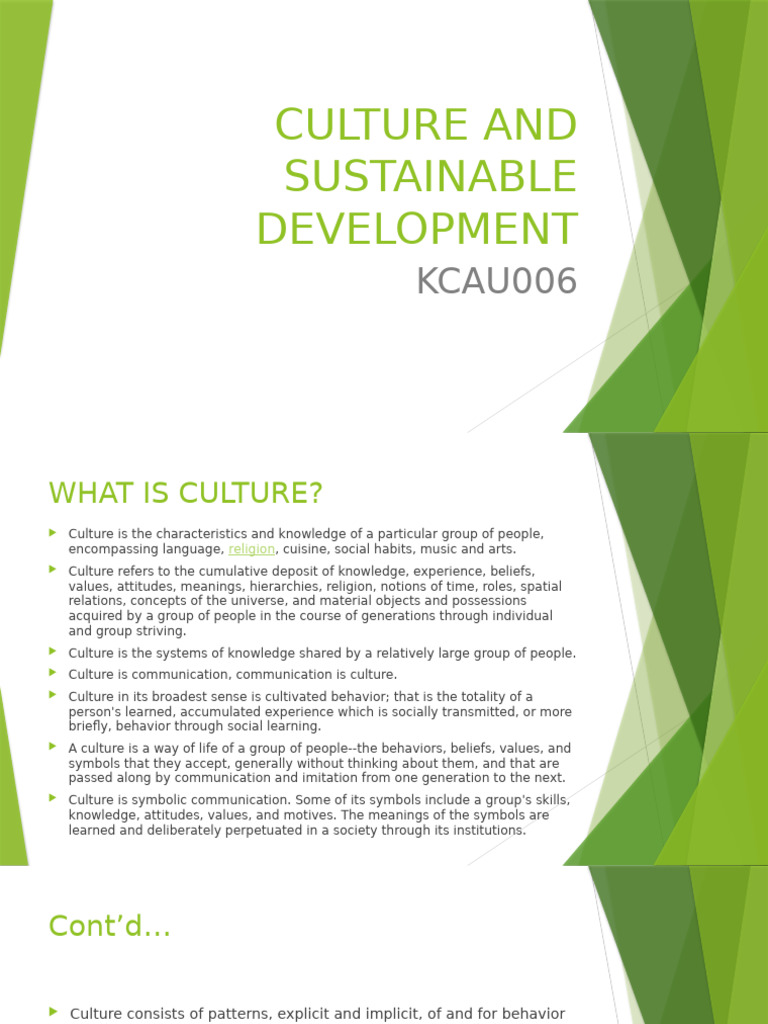 Culture's Role in Sustainable Development | PDF | Cultural Heritage ...