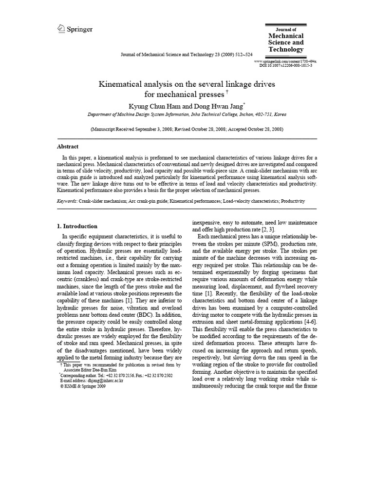 Kinematical Analysis of Linkage Drives | PDF | Kinematics | Gear