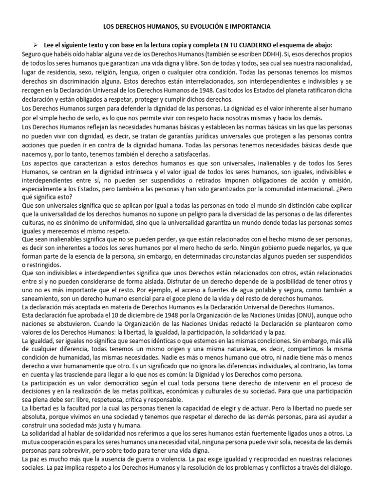 Los Derechos Humanos Su Evolución y Su Importancia | PDF | Derechos ...