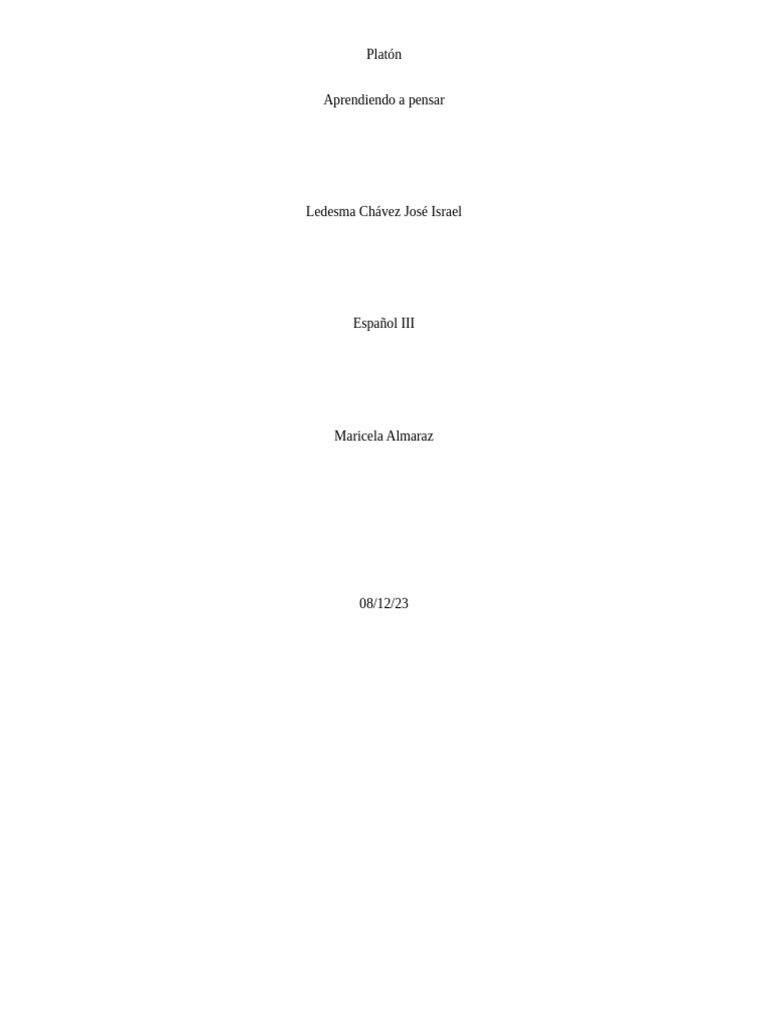 Aprendiendo A Pensar Pdf Platón Pensamiento