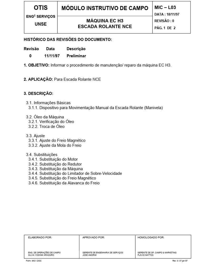 Manutenção da Escada Rolante EC H3 | PDF | Parafuso | Máquinas