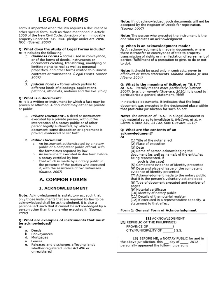 Essential Legal Forms Overview | PDF | Affidavit | Pleading