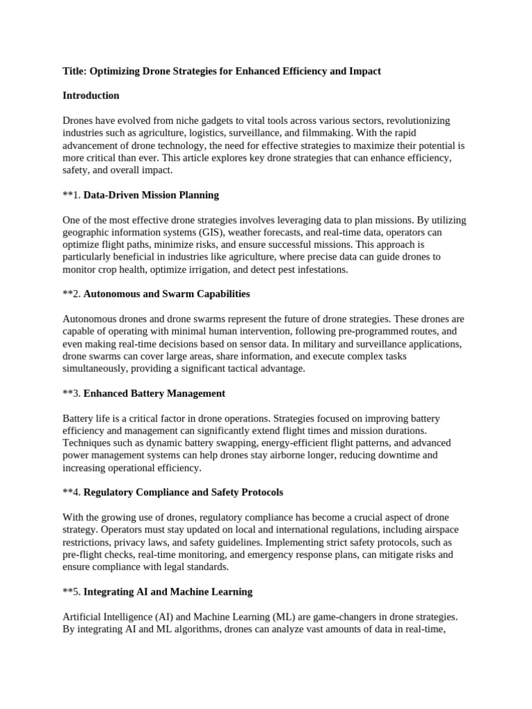 Optimizing Drone Strategies For Enhanced Efficiency and Impact | PDF ...