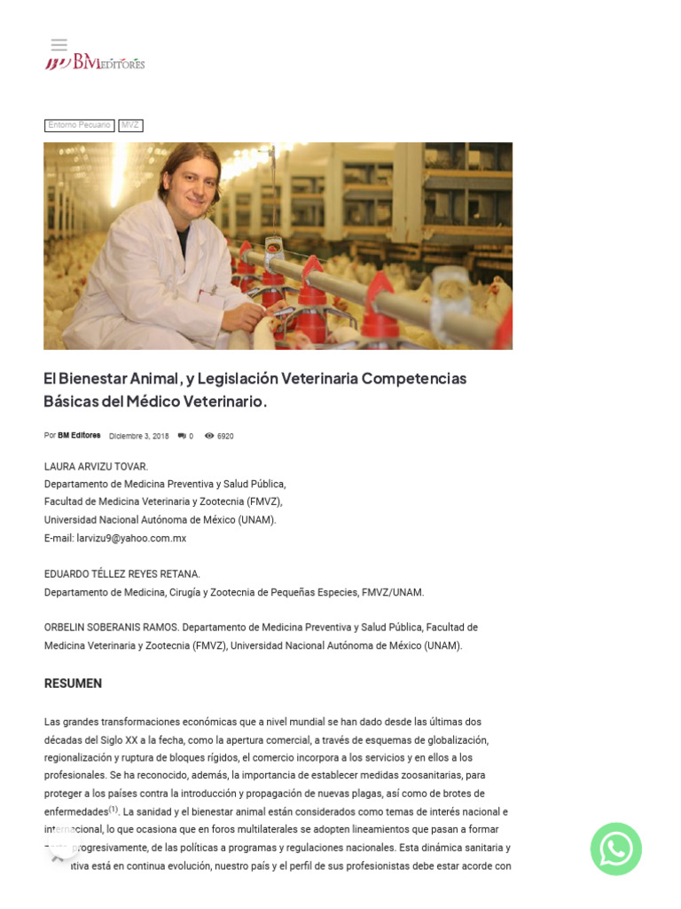 Bienestar Animal y Legislación Veterinaria | PDF | Medicina Veterinaria ...