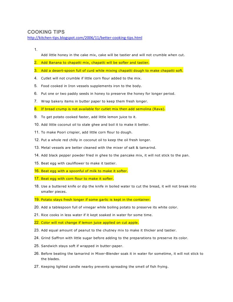 Cooking Tips | PDF | Cookware And Bakeware | Egg As Food