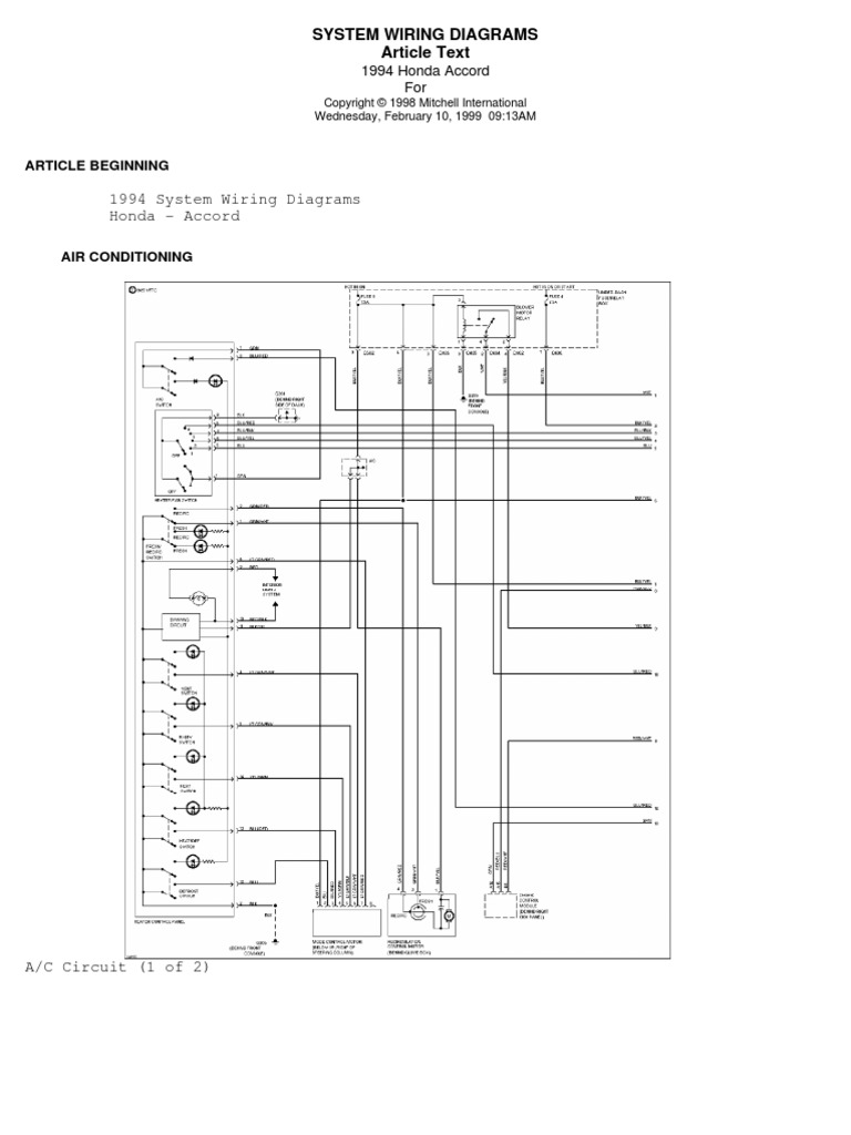 Wiring Diagram Honda Accord 1999 - Wiring Diagram Schemas