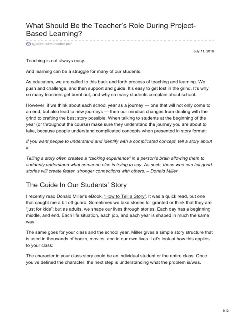 What Should Be The Teachers Role During Project-Based Learning | PDF ...