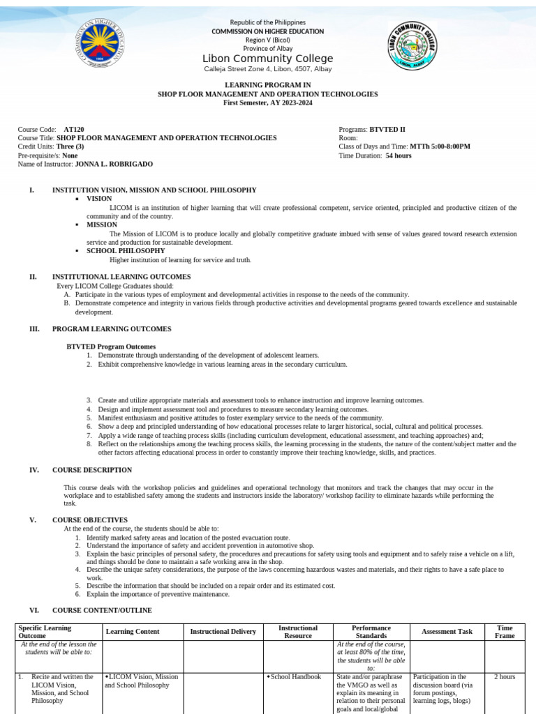 Shop Floor Management Course Overview | PDF | Safety | Educational ...