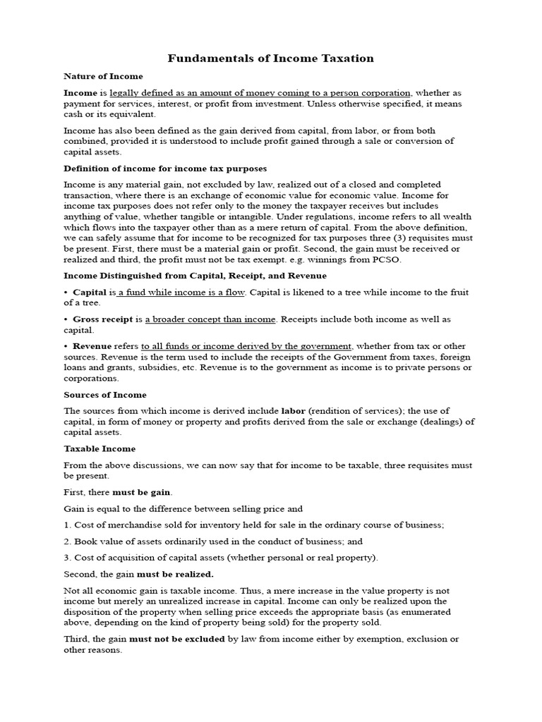 Income Taxation Fundamentals Explained | PDF | Gross Income | Income