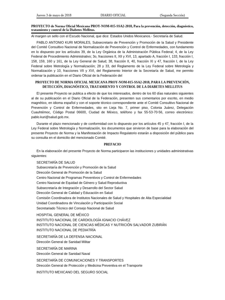 Nom 015 DM | PDF | Diabetes | Obesidad