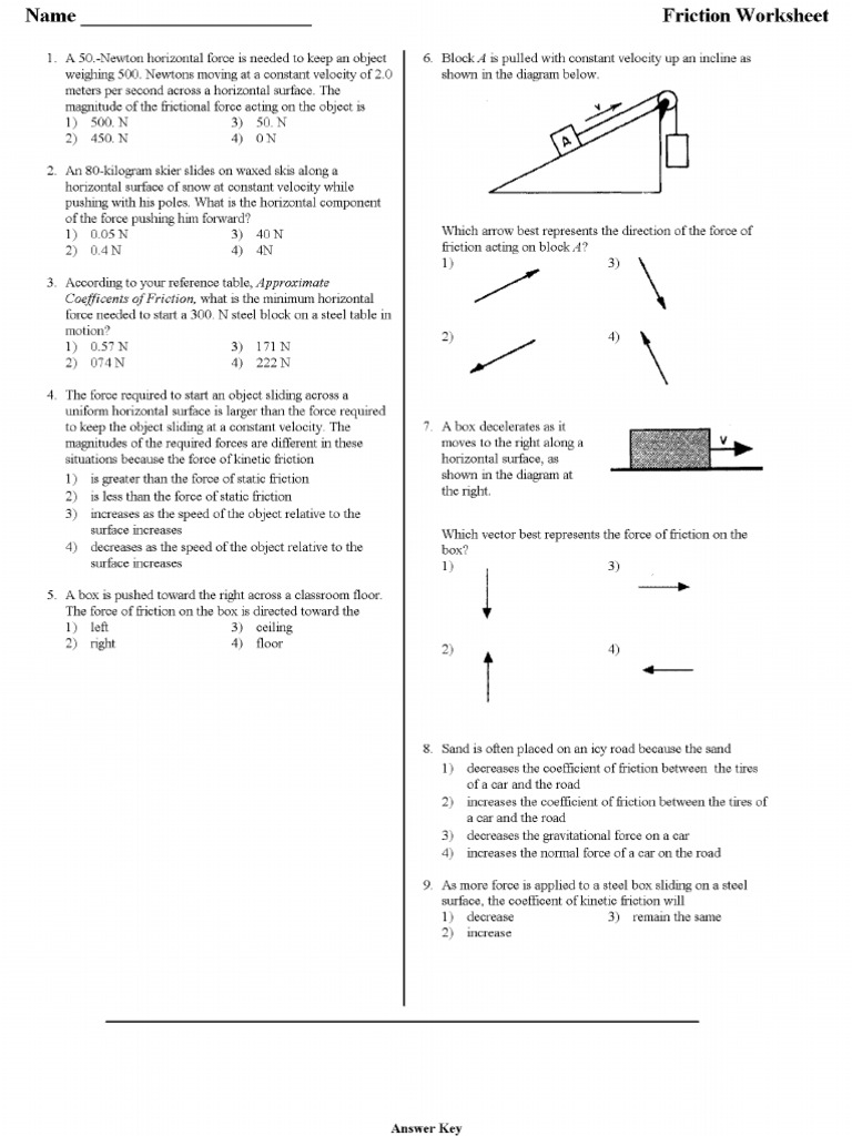 types-of-friction-worksheet