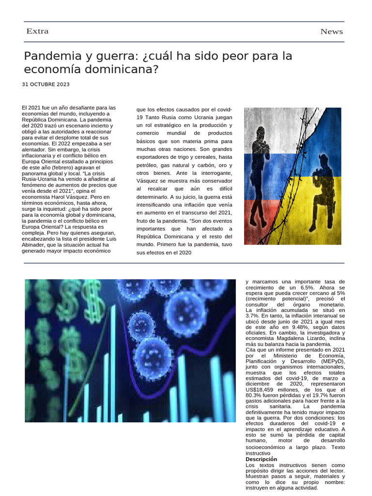 Impacto de la pandemia y guerra en RD | PDF | Inflación | República ...