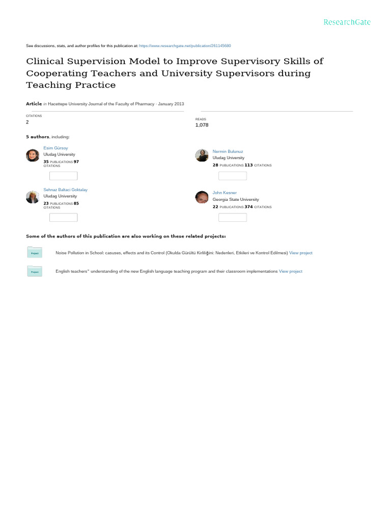 Clinical Supervision Model for Teacher Training | PDF | Teachers ...