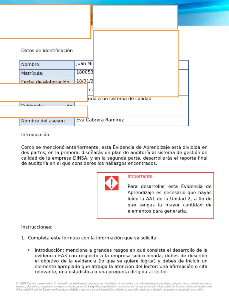 Auditoría de Calidad en DINSA: Plan y Reporte | PDF | Sistema de manejo ...
