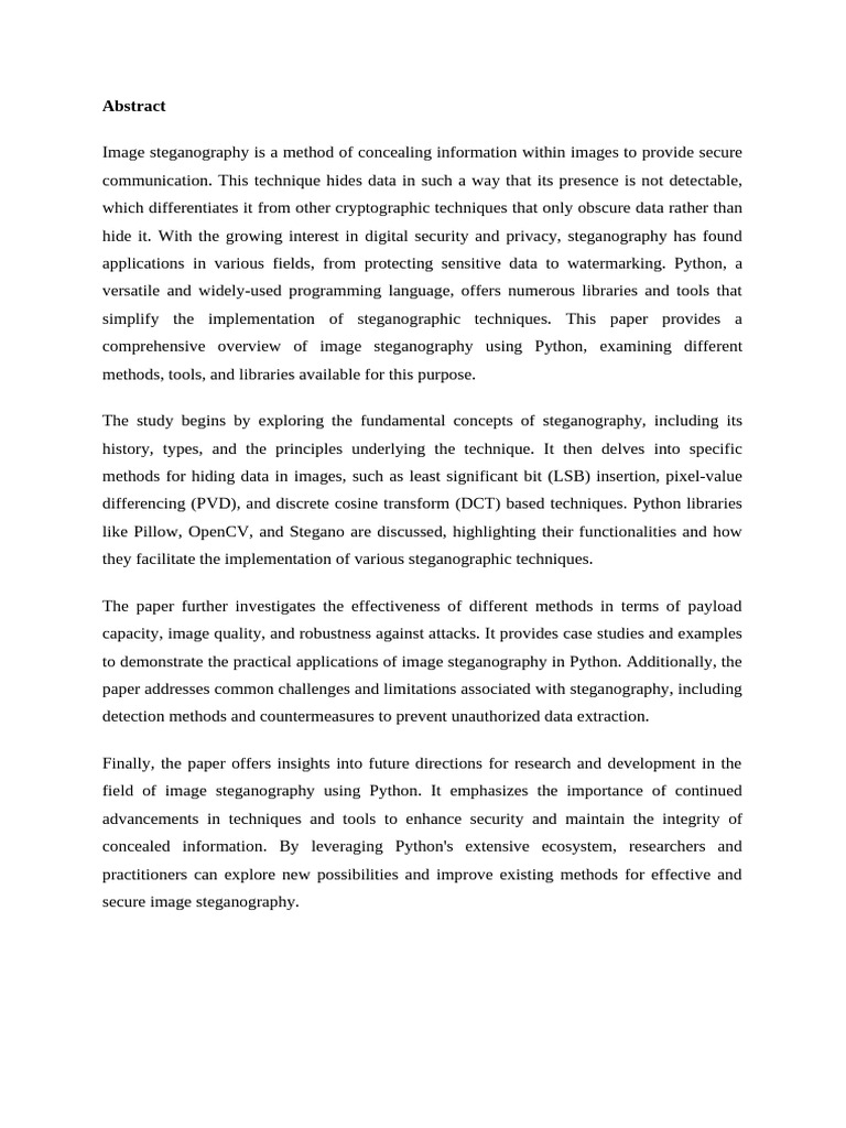 Image Steganography Techniques in Python | PDF | Software Testing ...